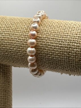 Blush Pink Freshwater Baroque Pearl Stretch Bracelet 8mm